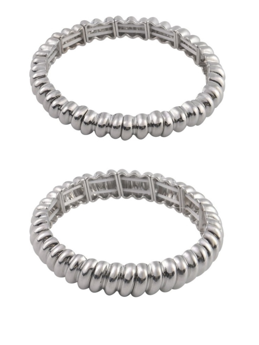 Time and Tru Chunky Silver Ribbed Stretch Bracelet